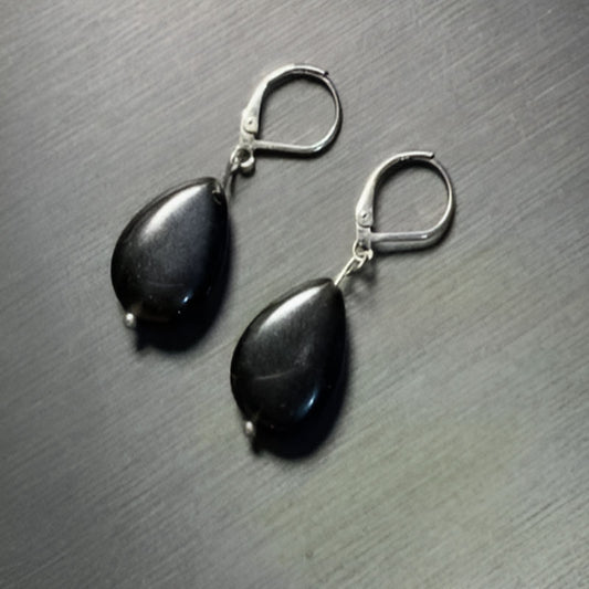 Vintage Obsidian Drop Earrings