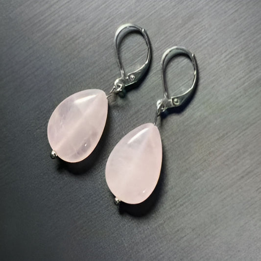 Vintage Rose Quartz Drop Earrings