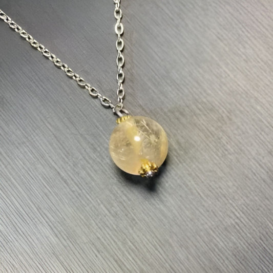 Gold Rutilated Quartz Pendant Necklace