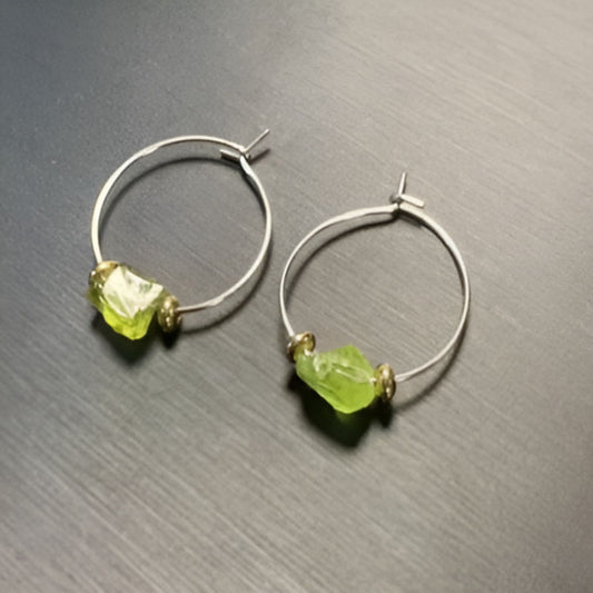Vintage Peridot Hoop Earrings