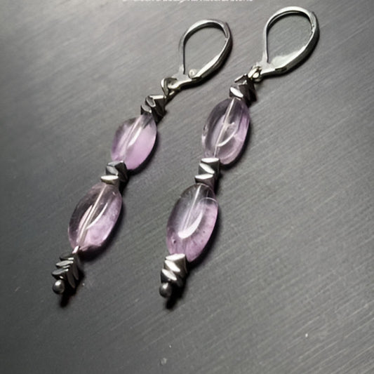 Vintage Rose Amethyst Drop Earrings