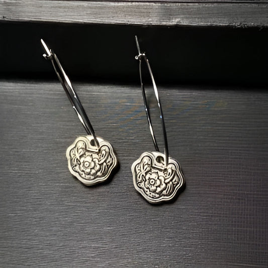 Vintage Flower Hoop Earrings