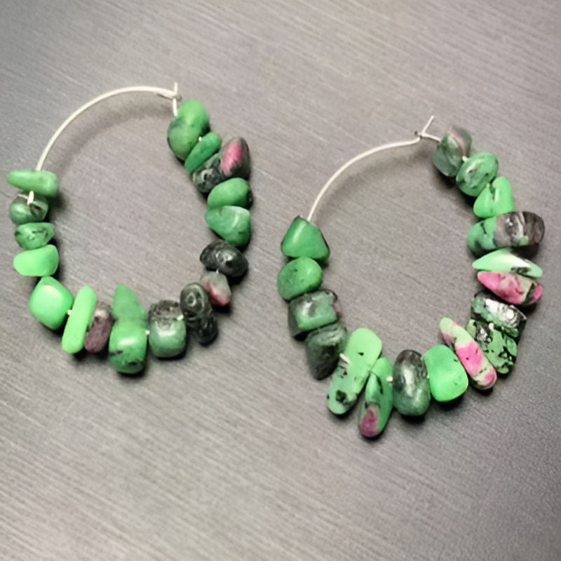 Vintage Epidote Hoop Earrings