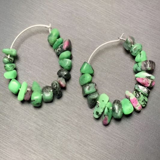 Vintage Epidote Hoop Earrings