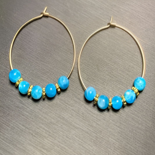 Vintage Blue Apatite Hoop Earrings