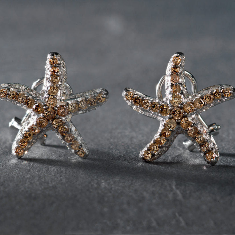 Vintage Bright Starfish Silver Earrings