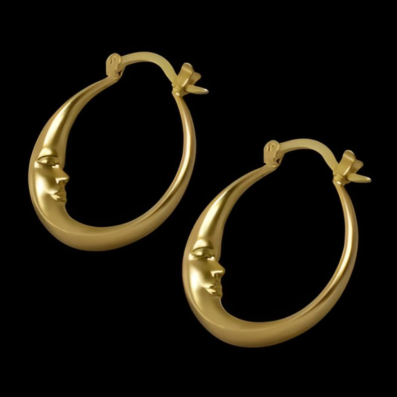 Vintage Gold Face Hoop Earrings