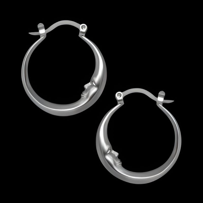 Vintage Silver Face Hoop Earrings