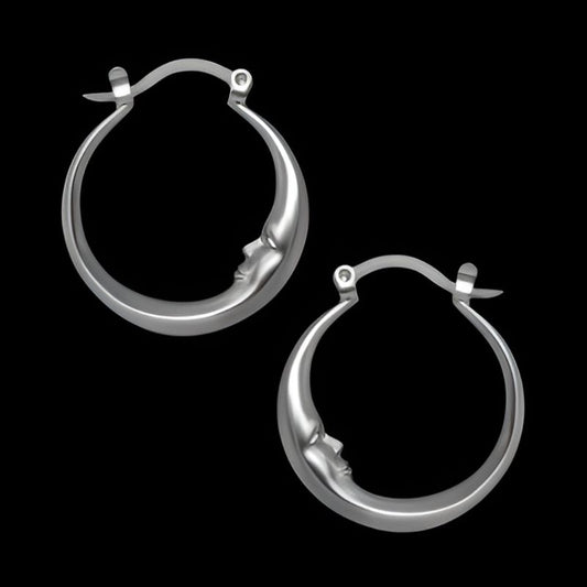Vintage Silver Face Hoop Earrings