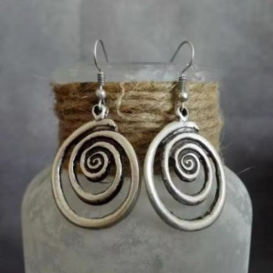 Vintage Silver Spiral Dangle Earrings
