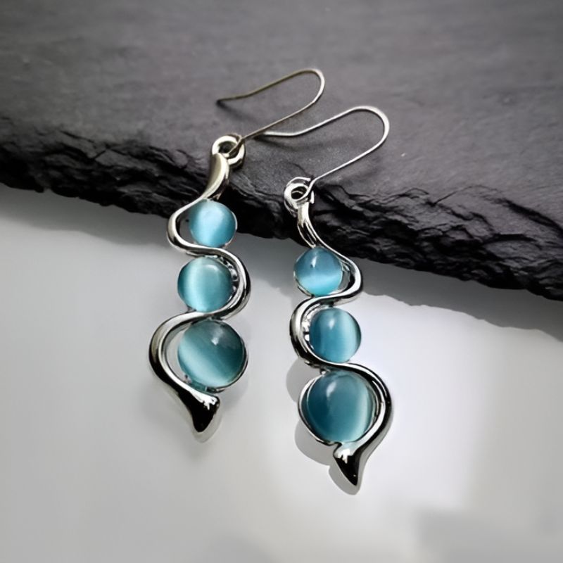 Vintage Blue Stone Silver Earrings
