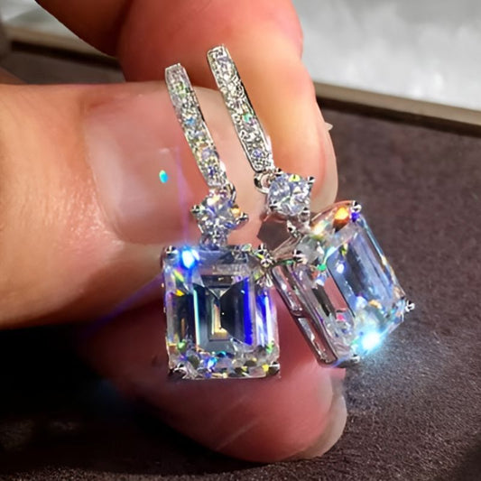 Vintage Emerald Cut Drop Earrings