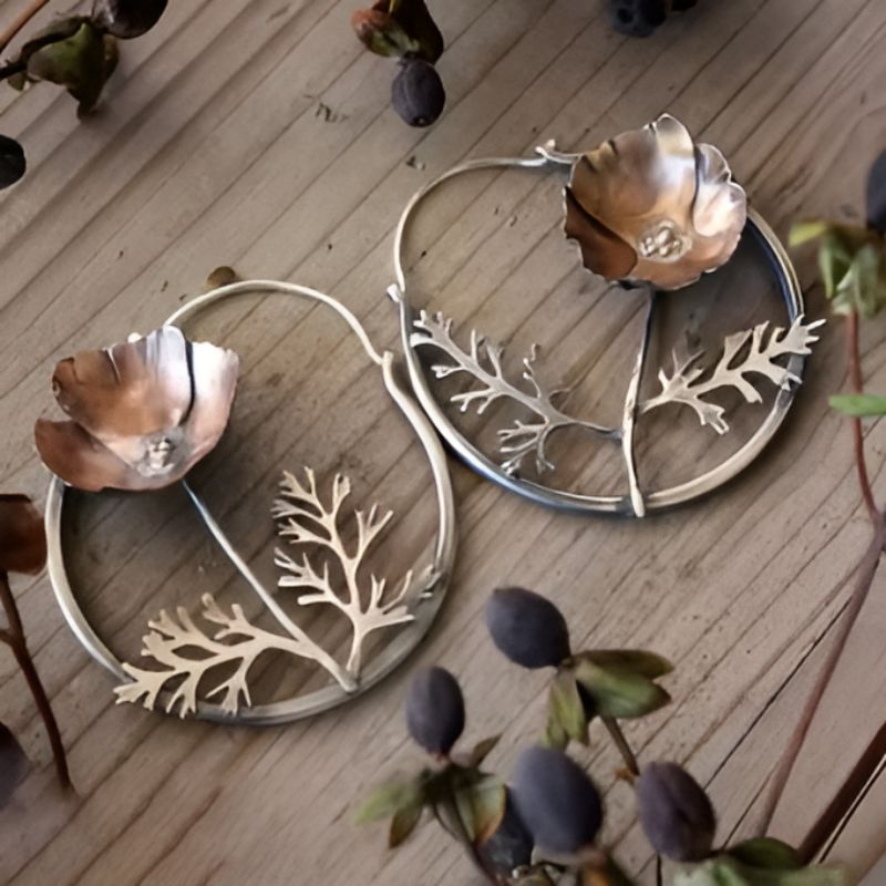 Vintage Floral Hoop Earrings