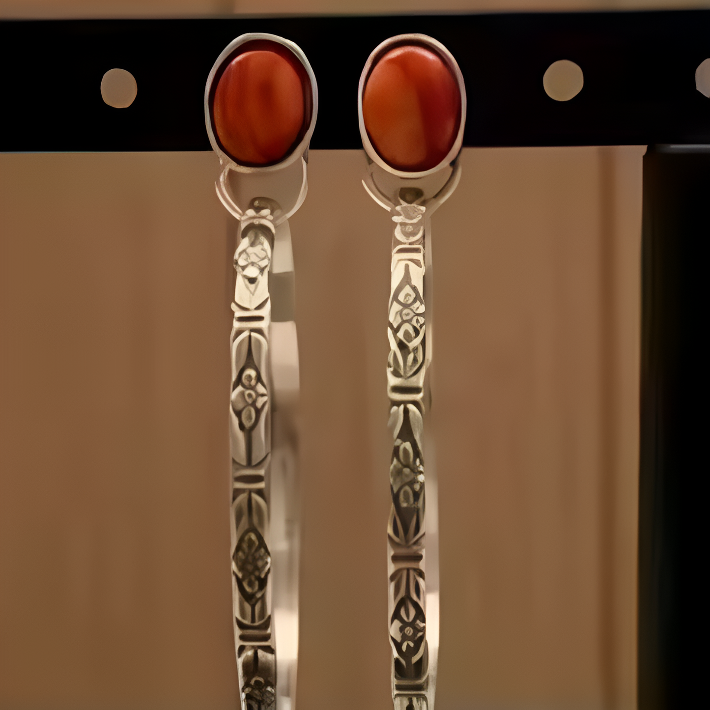 Vintage Red Stone Earrings