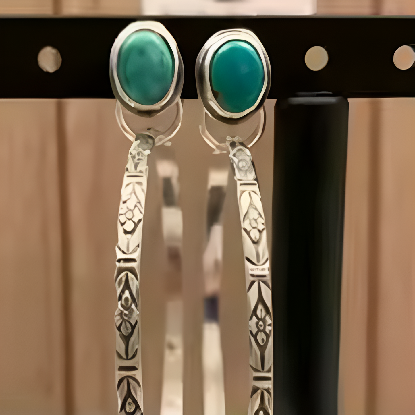 Vintage Green Stone Earrings