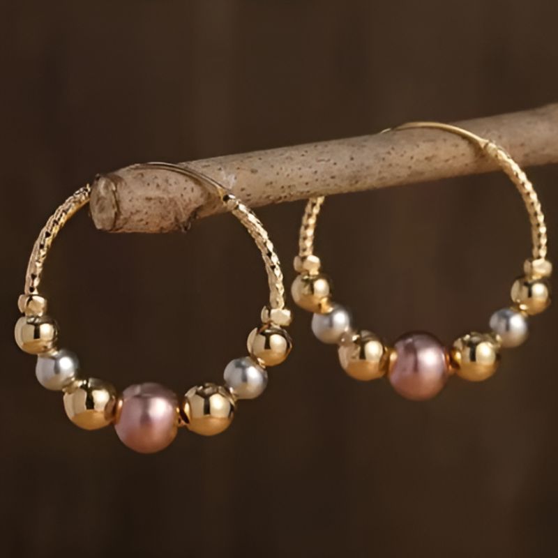 Gold Ball Bead Hoop Earrings