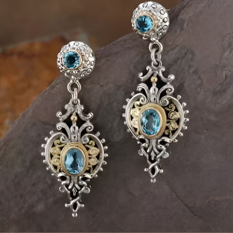 Vintage Blue Stone Dangle Earrings