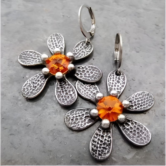 Vintage Coral Yellow Stone Earrings