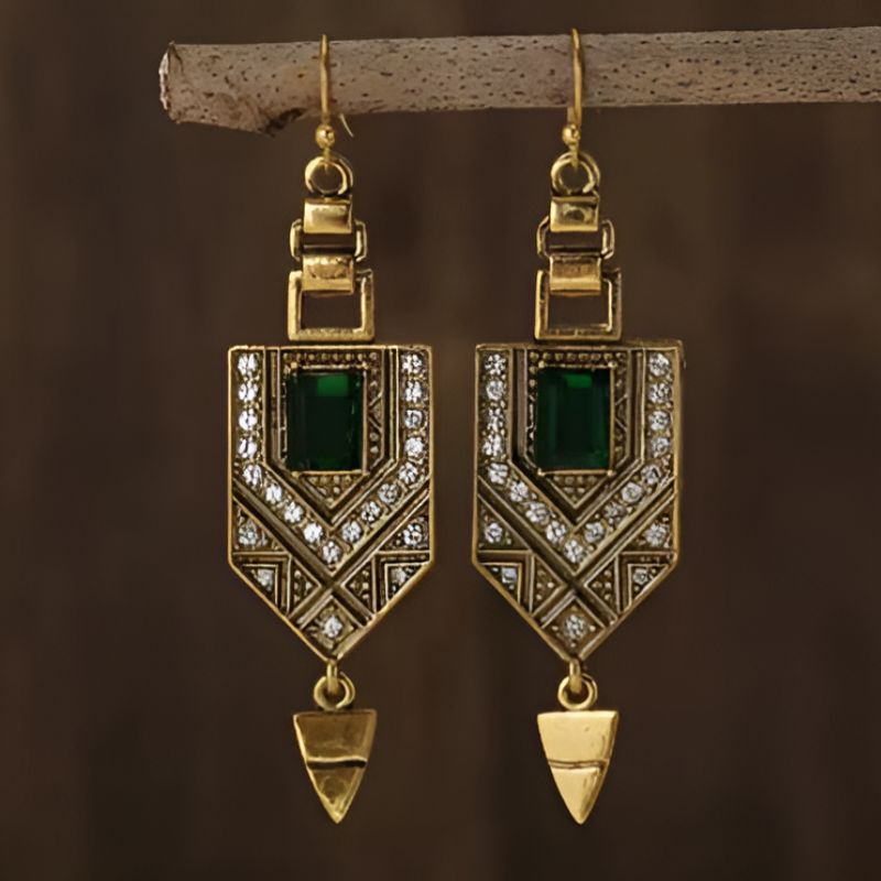 Gold Carved Dangle Earrings