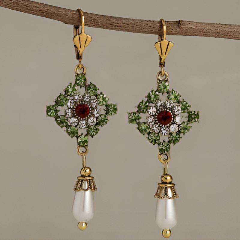 Elegant Green Pearl Earrings