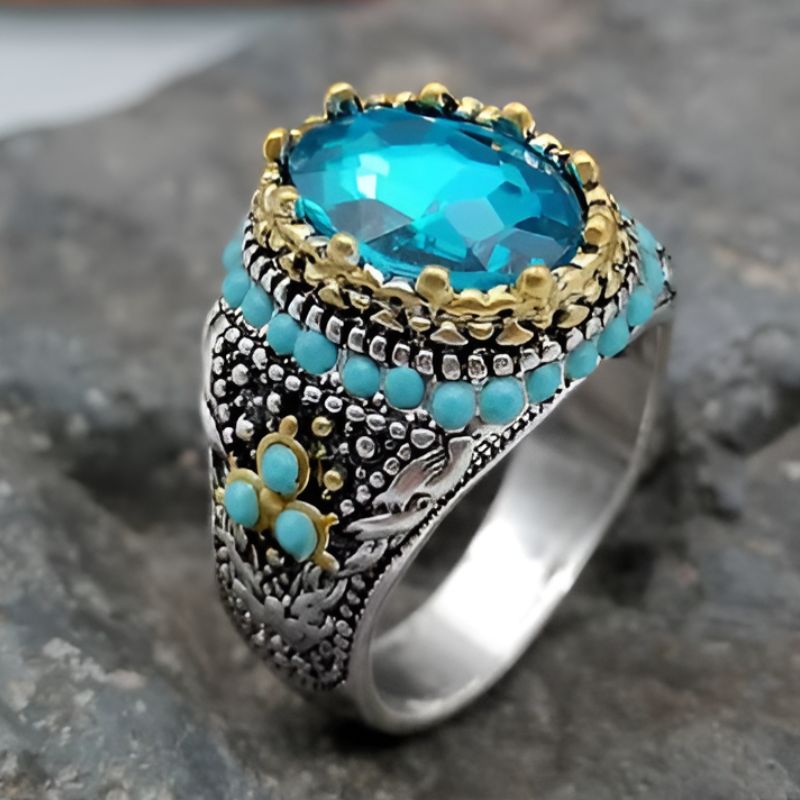 Vintage Blue Zircon Signet Ring
