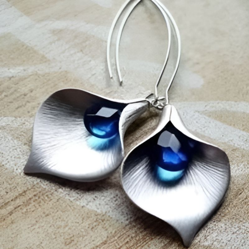 Vintage Silver Blue Zircon Dangle Earrings