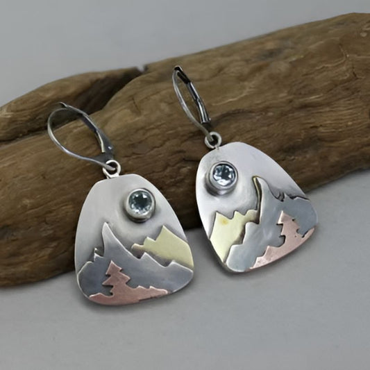 Vintage Mountain Blue Stone Earrings