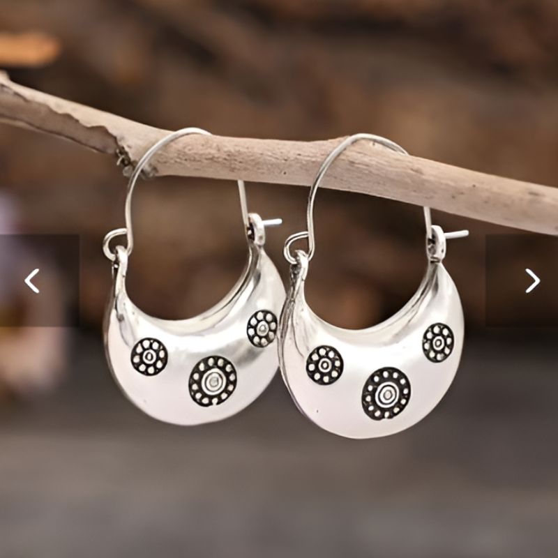 Vintage Silver Spiral Hoop Earrings