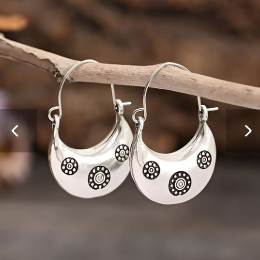 Vintage Silver Spiral Hoop Earrings