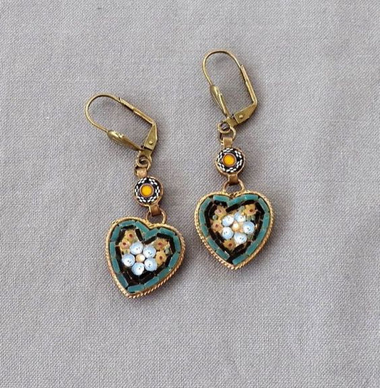 Vintage Heart Flower Earrings