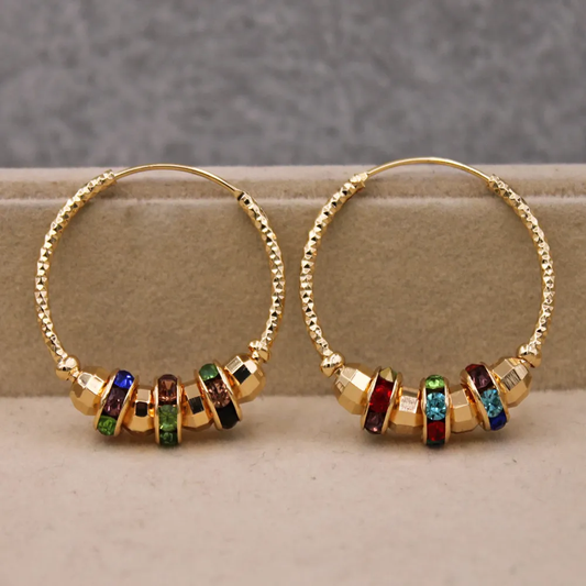 Vintage Multicolor Zirconia Golden Earrings