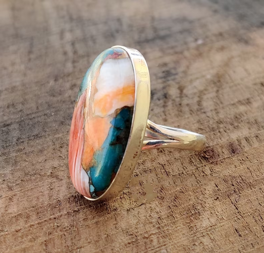 Vintage Colorful Golden Ring