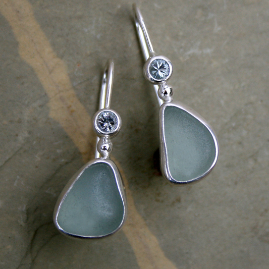 Vintage Green Moonstone Zirconia Earrings