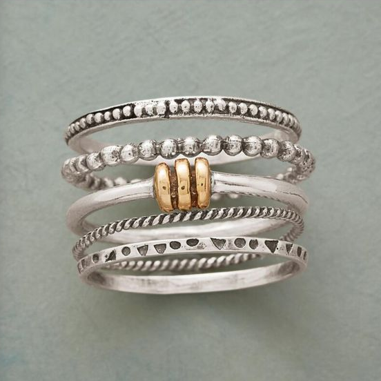 Vintage silver and gold multi-layer ring