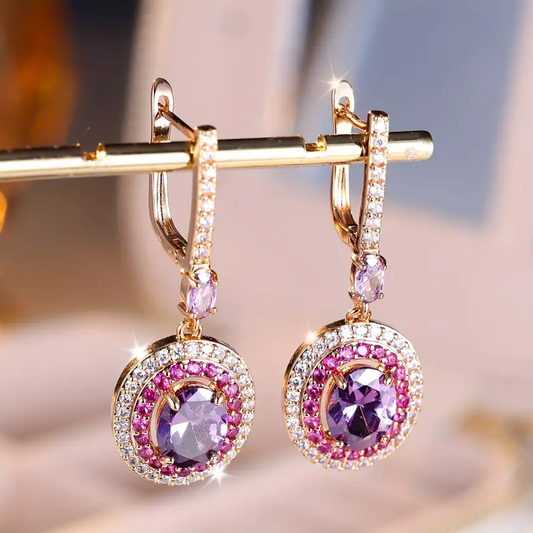Vintage Pink Crystal Dangling Earrings