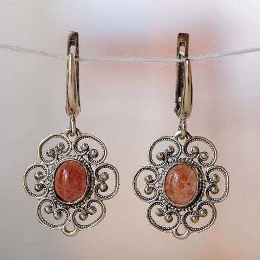 Vintage Orange Stone Earrings