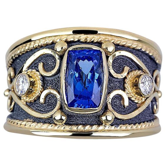 Vintage Blue Stone Gold Ring